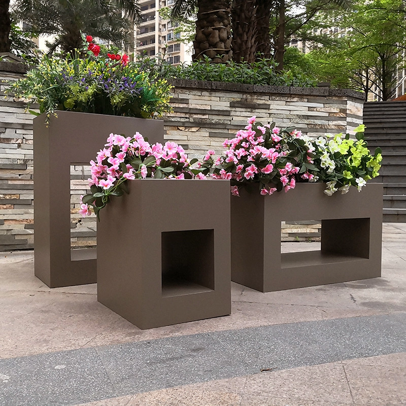 Metal Cube Planters: Geometry Meets Botany in Urban Design