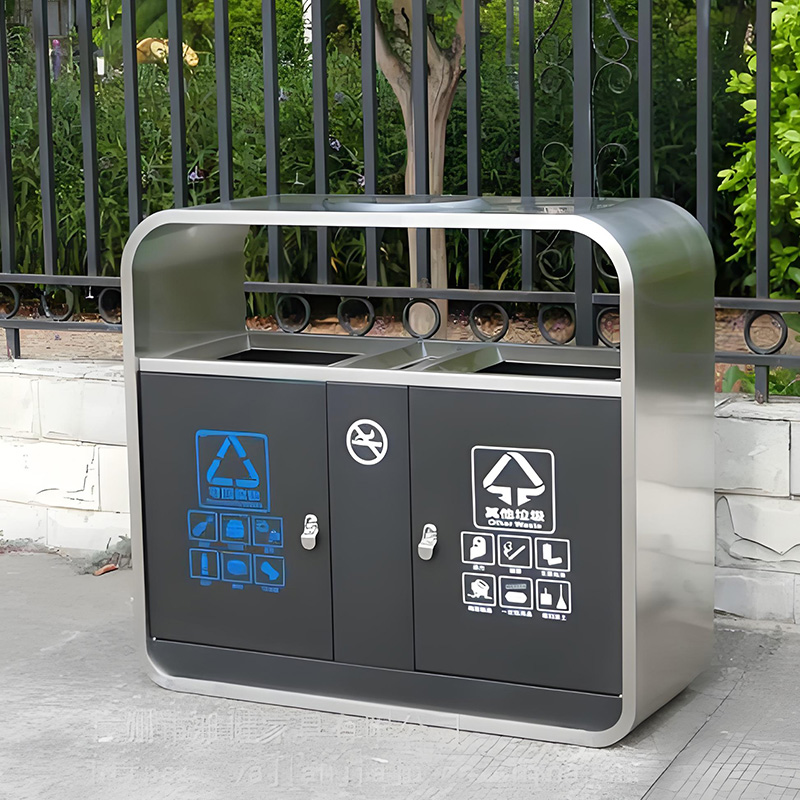 Classified outdoor trash cans stainless steel and commercial outdoor recycling bins with ashtray trash cans