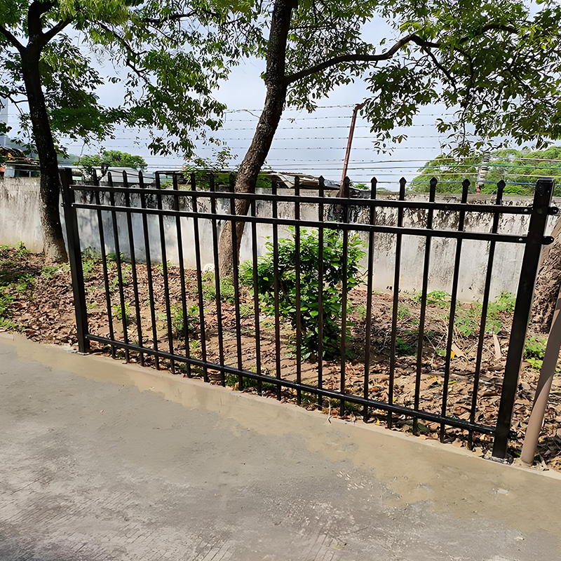 Waterproof Popular Steel Garden Fence Security Steel Flat Top Fence Wrought Iron Black Powder Coated Steel Flat Top Fence